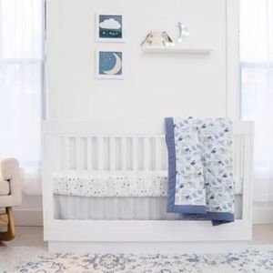3 Pc Aden + Anais 100% Muslin Cotton Blue Zoo Animals Baby Toddler Bedding Set